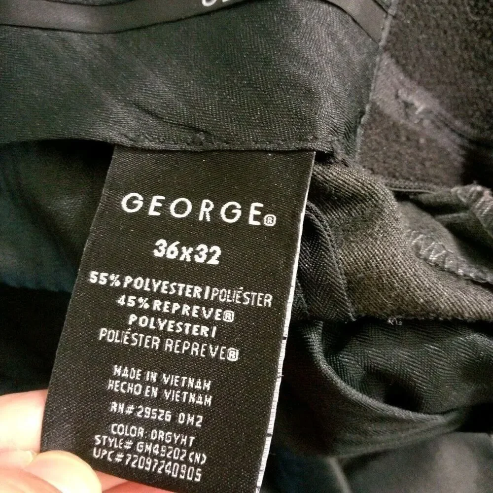 George Mens Dress Pants Size 36x32 Gray Pleated Front Cuffed EUC